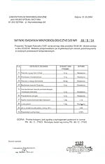 Wyniki badania mikrobiologicznego wykonanego przez Laboratorium Mikrobiologiczne przy WILBO Sp�ka Akcyjna w Gdyni.
